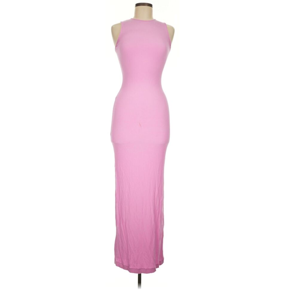 SKIMS Pink Sleeveless Bodycon Maxi Dress Stretchy Fitted Size M